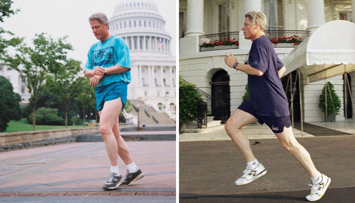 Bill Clinton avec la New Balance 997 aux pieds.